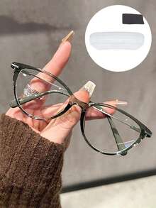 1 Pair/2 Pairs Vintage Women's Cat-Eye Glasses Y2K Small Frame Light Clear Lens Fashion Decorative Glasses Stainless Steel Frame Daily Use
