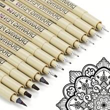 6pcs/12pcs Drawing Pen Fineliner Pen Black: Micro Set Waterproof Artist Art Pen Fine Liner Micro Point Tip Ink Marker Art Supplies Adult Drawing Supply Anime Gift Sketch Manga Outline Watercolor Zentangle