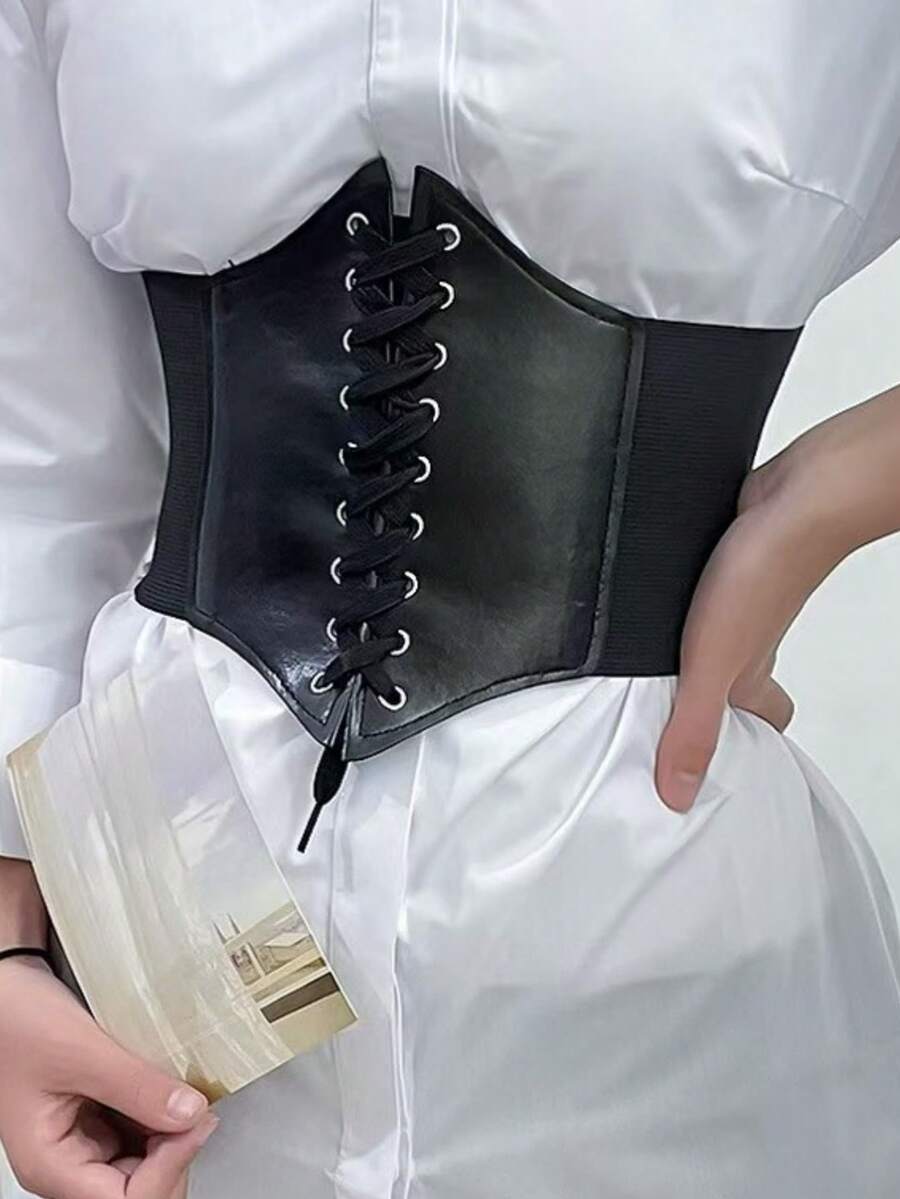 1pc Women's Solid Color Elastic Waist Belt, Casual Minimalist Versatile Dress Waist Cincher - Suitable For Dress Matching, Personalized Styling - Same Style In Multiple Colors - View 1