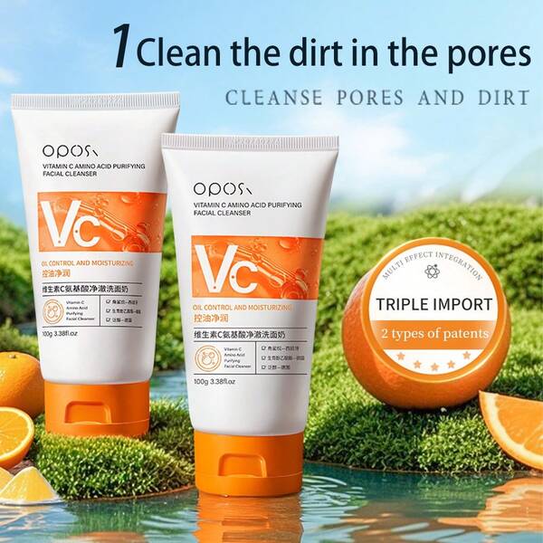100g Vitamin C & Amino Acid Purifying Facial Cleanser, Deep Cleansing, Moisturizing, Oil Control, Pore Refining, Suitable For All Skin Types