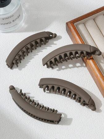 4pcs/Set Large Vintage Matte Banana Hair Clips, Elegant Ladies High Ponytail Vertical Hair Clips, Fashionable Minimalist Versatile Hair Accessories, Suitable For Women With Thick Hair, Hair Styling, Daily Hair Clips, Minimalist Style, Hair Claws, Hair Slide, Hair Barrettes