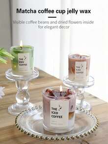 This 1pc Matcha Coffee Cup-Shaped, High-Appearance Jelly Wax Diffuser Candle Will Add A Warm And Romantic Touch To Your Home! It Makes An Excellent Gift Choice And Is Perfect For Spring-Themed Jar Candles. It Is Suitable For Various Occasions: Valentine's Day/Carnival/Easter/Party Gift, Wedding Accessory, Gift For Coffee Lovers, Unisex - Multicolor - View 3