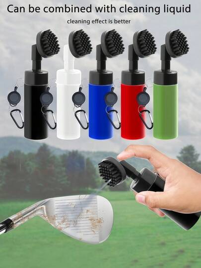 1 pièce/2 pièces Brosse de nettoyage de club de golf de 20 cm (7,8 pouces) avec clip et bouteille d'eau à presser, contient 150 ml (5 oz) d'eau, accessoires de golf essentiels, meilleur cadeau de golf pour les hommes - Brosse de nettoyage de club de golf avec bouteille de pulvérisation, kit de nettoyage de club de golf avec bouchon et clip extensible, accessoires de golf essentiels, meilleur cadeau de golf pour les hommes