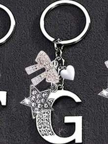 Diamond Personalized Minimalist A-Z Multifunctional Bag Charm, European And American New Arrival Creative Luggage Key Chain - Shiny 5-Star Diamond Pendant, Shiny Letter A-Z, Shiny Bow, Shiny Alloy Bag Charm - Perfect Gift For Birthday And Special Occasions, Earphone Charm - Multicolor - View 22