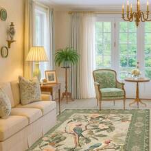 5x8 Area Rug Bedroom, Boho Vintage Floral 5x8 Ft Washable Soft Large Rug Living Room, Dining Room, RV, Car, Non-Slip Floor Carpet With Rubber Backing, Greyish Green - 綠色/多種 - 查看 7