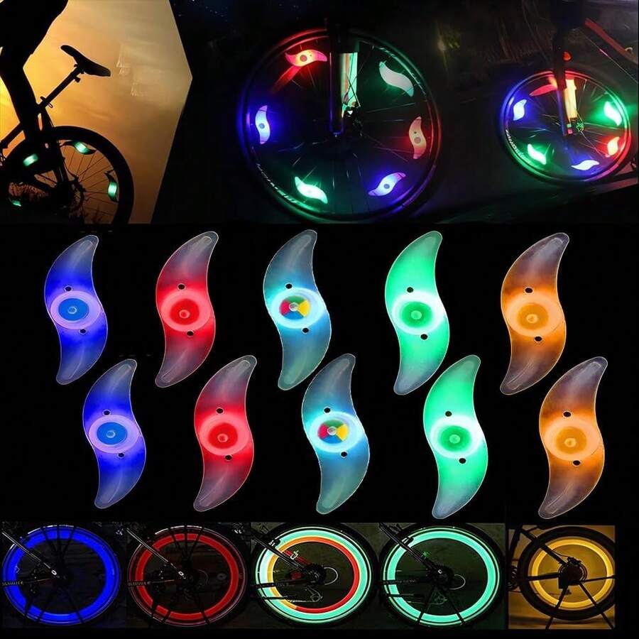 10 Pcs Luces para Radios de Bicicleta,Luz Decorativa de Radios de Bicicleta,3 Modos 4 Colores Diferentes,IP65,Decoración y  para Ciclismo Nocturno,Accesorios para Bicicleta - de colores - Ver 1