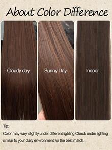 24 Inch 12pcs Light Brown Clip-In Hair Extensions, Straight Synthetic Hair Extensions, Suitable For Women And Girls Daily Use - Brown - View 6