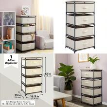 Ml Juvale 4-Tier Dresser For Bedroom - 16.5 In L X 13 In W X 33 In H Beige Metal And Fabric - Freestanding Closet Organizer With Fabric Storage Drawers - Narrow Dresser And Cabinet With Drawers10101 - 米色 - 查看 1