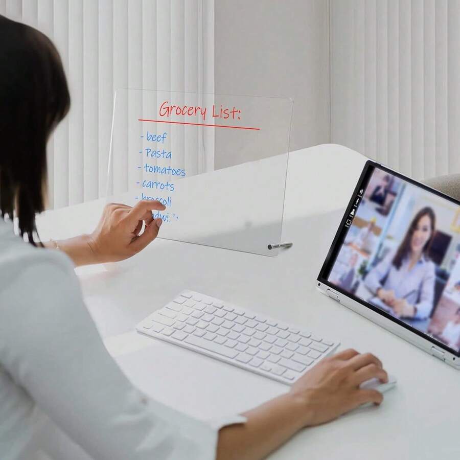 1 لوح رسائل مكتبي من الأكريليك (30 * 20 سم) لوح أبيض قابل للمسح - بسيط وعملي ، وهو مساعد موثوق به للدراسة وإجتماعات المكتب وتدوين الملاحظات. ديكور غرفة النوم ، هدايا شخصية ، أدوات مجموعات ، مشاريع مدرسية ، ملحقات مكتبية.