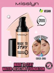 MISSLYN 1pc Made To Stay Water-Resistant Foundation,High Coverage Cream Foundation,Long-Lasting Smudge-Proof Makeup,Even Skin Tone With Nourishing Creamy Texture For Daily Wear,Party & Y2K Looks,Brand Beauty Cosmetic - #111 - View 2