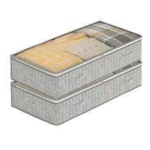 60L/90L/125L Extra Large Under Bed Storage Container, Wardrobe Organizer Box, Foldable Underbed Storage Bag For Blankets, Clothes, Duvets, Sweaters, Pillows, Linen, Packing Paper, Grey Oversized Underbed Storage Box For Home, Fabric Organizer Box, Foldable Storage Bin