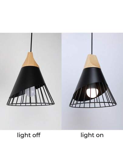 Alpinaluz Badminton Ceiling Hang Light: Zwart Metaal Hout Nordic E27 view 8
