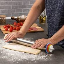 17-Inch Stainless Steel Rolling Pin – Professional Baking Tool With Gradient Measurement Markers For Dough, Pastries & Cookies (Non-Slip, Dishwasher ) - 1 Pc - View 6