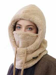 1pc Winter Balaclava Ski Mask, Outdoor Fleece Face Mask Hat, Warm Cycling Skiing Sports, Solid Color Soft Plush Thick Warm, Windproof Adjustable Scarf Neck Warmer Hat With Face Mask, Breathable, Unisex - Multicolor - View 6