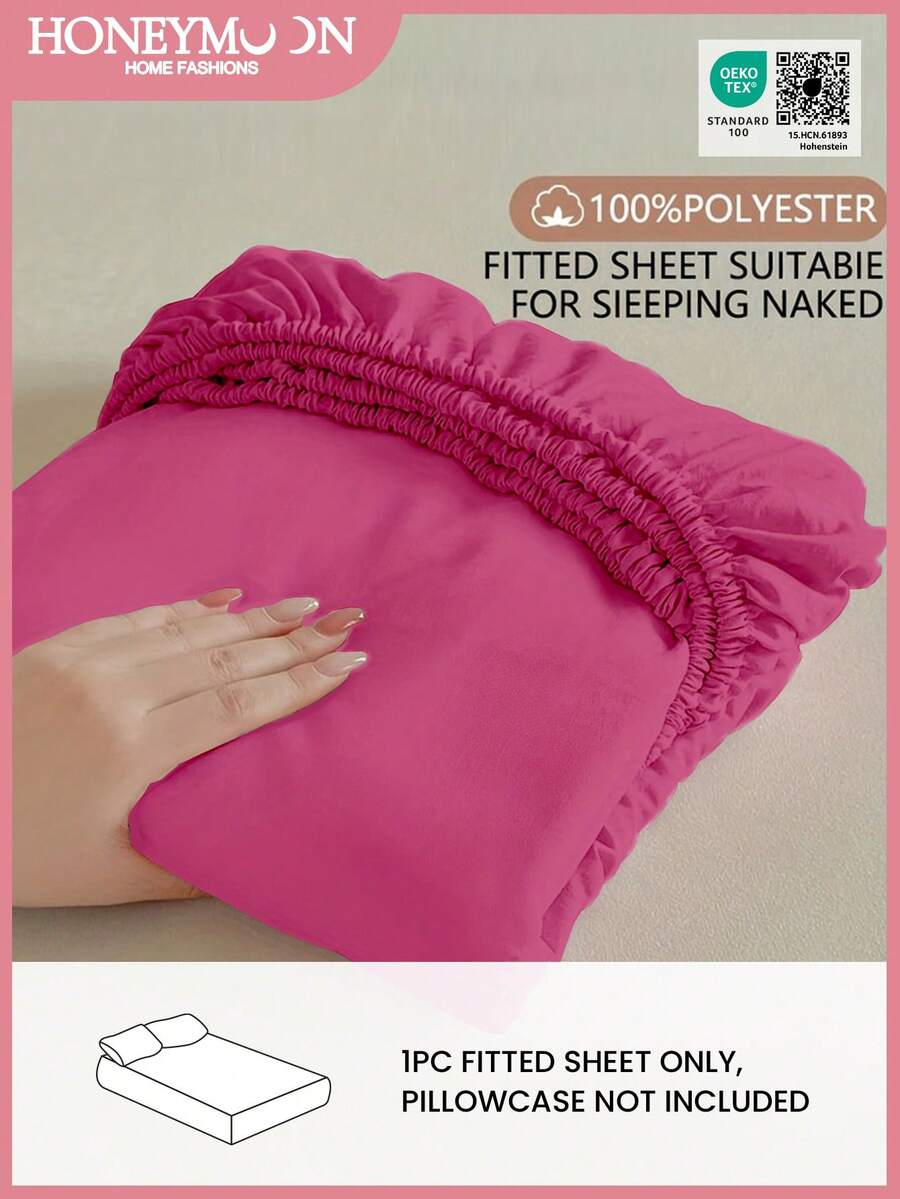 1 chiếc ga trải giường, tấm bảo vệ nệm màu trơn 100% polyester, phù hợp với nệm dày 9-12 inch, chống co rút, chống phai màu, chống nhăn, thoải mái, mềm mại, nhẹ, thích hợp cho mọi mùa, dùng được ở nhà và ký túc xá, có các kích cỡ Twin/Full/Queen/King, đạt chứng nhận OEKO-TEX. - Màu Hồng Dưa hấu - Xem 1