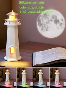 1 pieza Altavoz Bluetooth con forma de faro, con cargador inalámbrico y efectos de iluminación ambiente RGB, disponible con versión RGB controlada por aplicación - Blanco - Ver 10