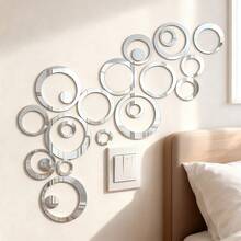 24/48/72pcs Silver, Gold, Black, Red Acrylic DIY Decorative Mirror Wall Stickers, Assorted Round Plastic Decals, Suitable For Living Room, Bedroom, Mirror, Cabinet, Removable And Easy To Install, Waterproof And Shatterproof - Multicolor - View 1