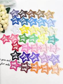 60pcs/Set Y2K Colorful Drip Oil Star Hair Clips, Multicolor Star Shaped Design, Satisfy Various Matching Needs, Add Cute And Vibrant Touches To Hairstyles - Suitable For Girls And Women, Daily, Weekend Outings, Birthday Parties, Easily Enhance Your Look And Create A Sweet, Adorable Image, Hair Claws, Hair Slide, Hair Barrettes, Hair Accessories - Multicolor - View 10