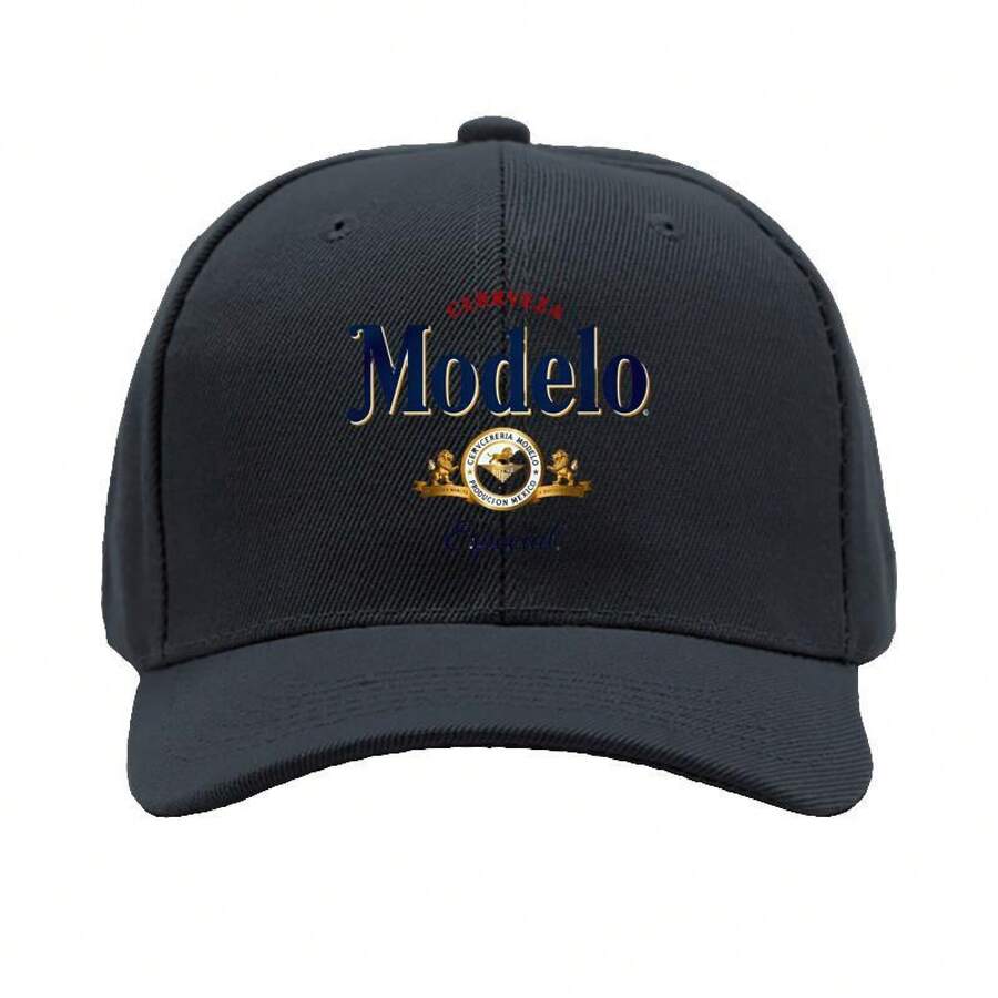 Unisex Beer-Themed Baseball Cap With A Gold Badge Design Inspired By Modelo - Breathable, Adjustable, Lightweight And Suitable Both Men And Women, Casual Outdoor Activities And Parties, A Beer Lovers (Not Affiliated With Modelo) - 白色 - 查看 1