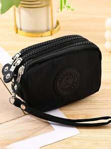 1 chiếc ví đựng tiền xu kiểu retro bằng nylon với 3 ngăn khóa kéo - Ví nhỏ gọn unisex đựng tiền mặt, thẻ và tiền xu, phụ kiện thời trang nữ, có thể giặt máy, không thêu, không bị ố vàng. - Nhiều màu - Xem 8