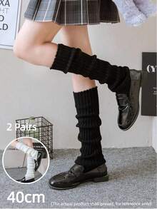 半双装女士大象罗纹针织长腿套，舒适学院风，过膝长款，适合各种日常穿着，温暖舒适