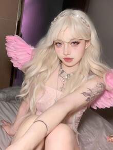 1pc Dreamy Pink Angel Wings Costume Prop, 3D Feather Decor, Photo Booth Accessory, Suitable For Festivals, Performances, Cosplay, Girly, Romantic Angel Outfit For Valentine's Day - Multicolor - View 5