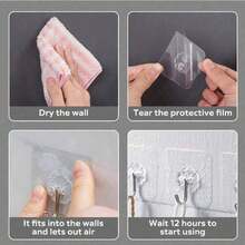 20pcs/10pcs/3pcs Wall Hooks, Heavy Duty Self-Adhesive Hooks, Waterproof & Oil-Proof Transparent Seamless Hooks, Suitable For Bathroom & Kitchen - Multicolor - View 5