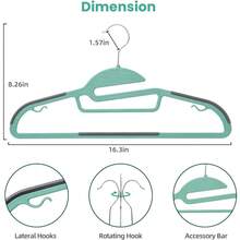 Local Shipping Plastic Hangers 50 Pack With Non-Slip Design,0.2 Inches Thick, 360°Swivel Hook Space Saving Organizer For Bedroom Closet,Shirts,Pants(Grey- S Shaped) - Dusty Blue - View 2