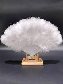 1 chiếc quạt lông vũ gấp cổ điển dành cho nữ, quạt cung điện biểu diễn thời trang sườn xám cổ điển, quạt lông vũ biểu diễn tiên nữ trang phục Halloween ngày lễ tình nhân cho nữ - Nhiều màu - Xem 10