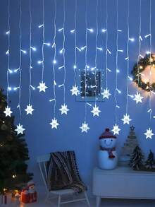 1 buc. Lumini LED cu șir de perdele, 96 LED-uri, Șiruri de felinare de zăpadă, Lumini cu perdea de zăpadă, Aplice pentru ferestre, 13,12 FT, Decor pentru casă, Decor pentru dormitor, Decor pentru nuntă, Pentru curte, Acasă, Petrecere, Sărbătoare, Nuntă, Cărare, Zi de naștere, La țară, Festival, Decor sezonier, Anul Nou, Primăvară Fe