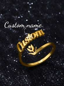 Anillo con nombre personalizado, joyería personalizada, anillo ajustable de acero inoxidable dorado/plateado, regalo de pareja - Anillo de oro modelo 9 - Ver 4