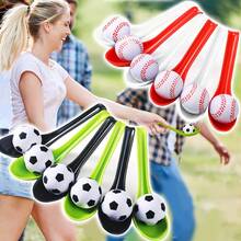 Jogo de Revezamento com Colheres de Plástico (6/10 peças) com Bolas de Espuma Temáticas de Futebol e Basquete - Ideal para Eventos Familiares, Festas de Carnaval, Festivais, Caça aos Ovos de Páscoa, Aniversários, Dia das Mães, Formaturas e Corrida de Colheres e Bolas de Espuma para Jogos Escolares e Esportivos.