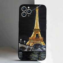 Custodia per telefono con stampa Torre Eiffel di Parigi, compatibile cone 17, 16, 15, 14, 13, 12, 11, Pro, XS, Max, XR, Plus, E, SE4, Mini, in morbida cover nera. Compatibn custodia iP7, custodia iPhonro, custodia iPhone 17 Pro Max - Z5 - Visualizzare 7