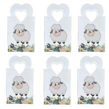 6/12 piezas/Paquete Eid Al-Adha, Eid Mubarak Favor de fiesta, Caja de regalo de dulces de papel, Caja de regalo pequeña con diseño de cordero, Caja de papel para chocolate con asa - Multicolor - Ver 8