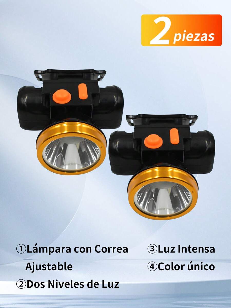2 Piezas Faro frontal impermeable y de alta luminosidad con 1 luces LED,2 modos,Linterna frontal LED de alta potencia, linterna superbrillante,para acampar al aire libre, carga USB, cómodo de usar, adecuado para trabajo nocturno al aire libre como acampar, pesca nocturna, reparaciones, camping, running, caza, senderismo, etc. - Negro - 2 piezas - Ver 1