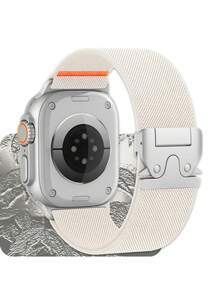 适用于 Ultra/3/2 的柔性运动表带，49mm 46mm 45mm 44mm 42mm 41mm 40mm 38mm，男女通用，弹力编织尼龙表带，带降落伞扣，适用于 Series 11/10/9/8/7/6/5/4/3/SE。 - S10 46-42 44 45 49毫米 - 查看 10
