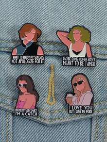 4Pcs Love Comedy TV Series Enamel Pins Girls Be Themselves Love Me More Aren't Meant To Be Tamed Badges Lapel Brooches Jewelry Gift