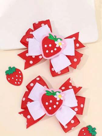 1pc Strawberry Embroidered Hair Clip, Princess Hair Accessory, Sweet Style For Girls