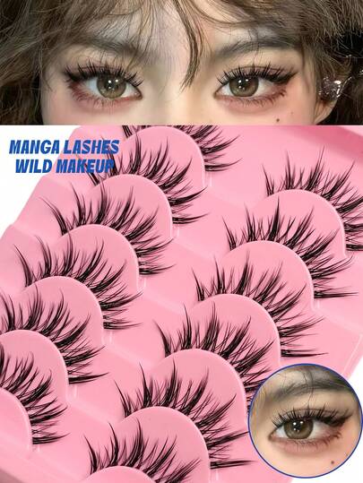 6 perechi de gene false Manga, stil thailandez, Anime, cosplay, gene false, bandă transparentă, țepoși, dramatice, gene japoneze coreene