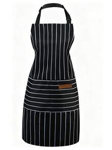 1PC Waterproof Oil-Proof Kitchen Apron, Adjustable Cooking Apron For Men And Women, Chef Apron With Side Towel, Baking Apron, Home Kitchen Apron, Adult Apron, Multiple Colors,Water-Resistant Apron, Stain Resistant Apron, Cooking Apron For Adult - 黑色 - 查看 9
