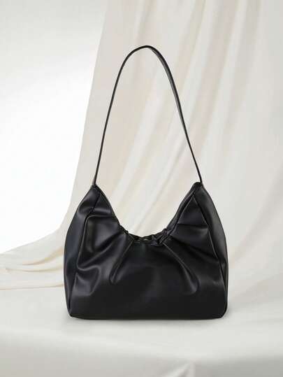 Clariva Elegante bolso de hombro de moda, nuevo bolso de mano plisado de unicolor de primavera/otoño con sensación de debajo del brazo, regalo de Navidad