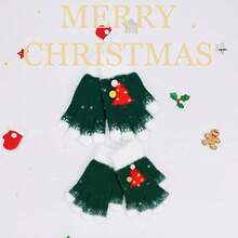 Guanti invernali imbottiti a maglia con motivo natalizio di albero di Natale e fiocchi di neve, adatti per outfit e decorazioni familiari durante le vacanze