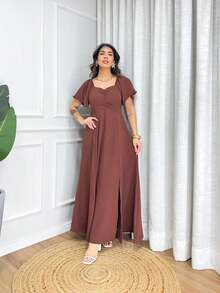 Women's Long Dress Duna Floral Print - Rỉ Nâu - Xem 4