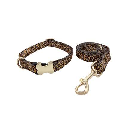 2pcs/Set - New Bone Buckle Adjustable Leopard Print Collar + Leopard Print Leash, Unique Personalized Leopard Print Collar, Zinc Alloy Buckle Dog Collar, Adjustable For Outdoor Walking, Pet Supplies, Suitable For Large, Medium And Small Dogs, Soft And Comfortable, Unique Elegant And Romantic, Suitable For Holiday, Birthday Gifts, Outdoor Activities