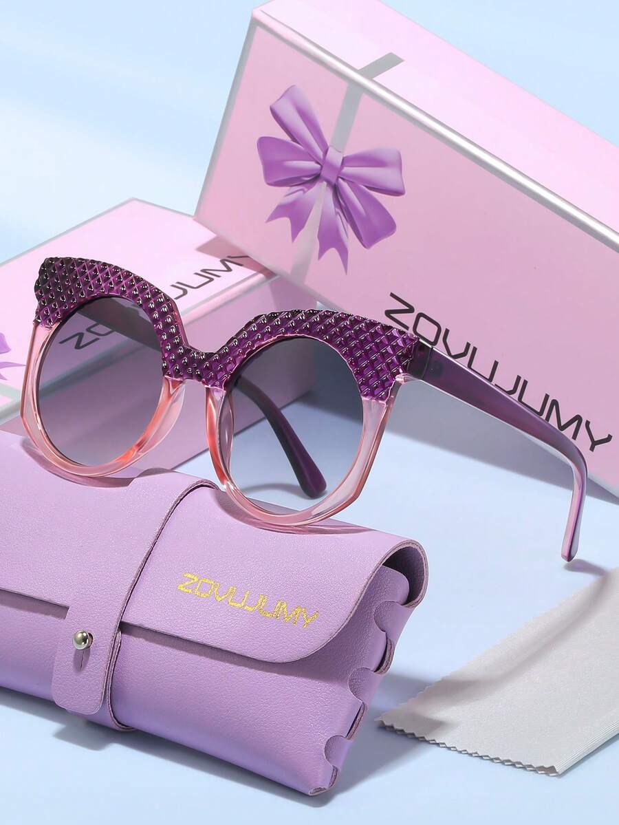 ZOVUJUMY Asymmetric Frame Decorative Gradient Glasses, Unique Patchwork Design Frames, Best Accessory Gift For Going Out, Pool Party, Bonfire Night - Multicolor - View 1