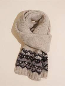 1pc Elegant Striped Warm And Windproof Women's Neck Scarf, Suitable For Daily Wear, Commuting, Outdoor, Travel, Fashion Versatile Accessory