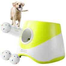 Lanzador de bolas automático actualizado para 2025 | Juguete interactivo para perros con 3 pelotas de tenis resistentes a masticar | Máquina lanzadora ajustable a 3 velocidades para entrenamiento en interiores/exteriores