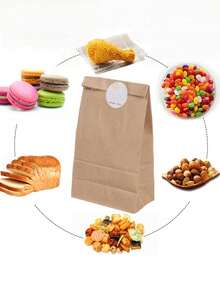 50/100 bolsas de papel kraft marrón, bolsas de embalaje duraderas para regalos de fiesta, aperitivos, galletas, hamburguesas, adecuadas para pequeños negocios, comestibles, almuerzos, recuerdos de fiesta, para llevar, aplicables para fiestas, bodas, cenas de verano, vuelta al cole, Día Nacional, Halloween, Navidad