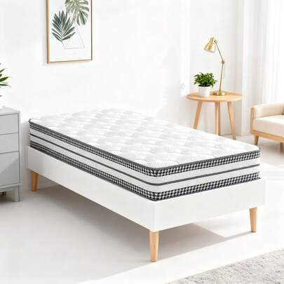 Colore quadriglia nero e bianco! 90*200cm, larghezza totale 26cm Matelas mi-ferme: mousse à mémoire de forme con reparti ensachés indépendants + antiacari respiratori, 7 zone di comfort + ipoallergénique, bon soutien pour vous aider à bien dormir