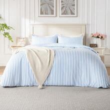 FTwin Duvet Cover Set, 2 Pieces Soft Bedding Set, Breathable And Cooling,Includes 1 Duvet Cover, 1 Pillow Case (Blue Stripe, FTwin){Inchcolor_nameinch:InchBlueStripeinch,Inchsize_nameinch:InchFTwininch} - 藍條紋 - 查看 1